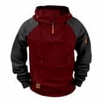 thumbnail image 1 of Work Hoodies for Men with Zipper and Pocket Fleece Lined Sweatshirts Mens Casual Color Block Pullover Long Sleeve Raglan Athletic Workout Hoodie Tops, 1 of 3