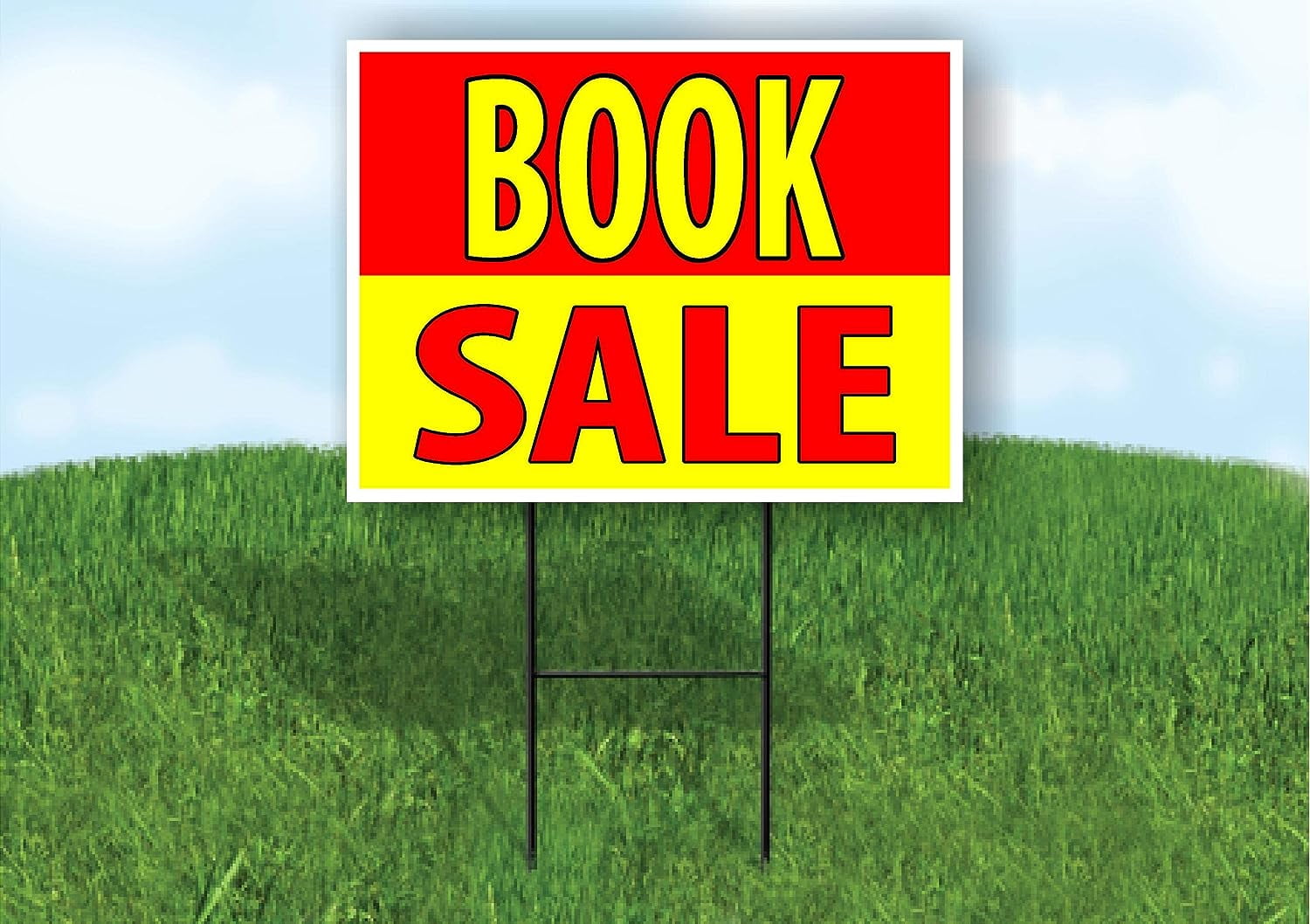Work House Signs Double Sided Sign Book Sale RED Yellow Yard Sign Road Sign with Stand