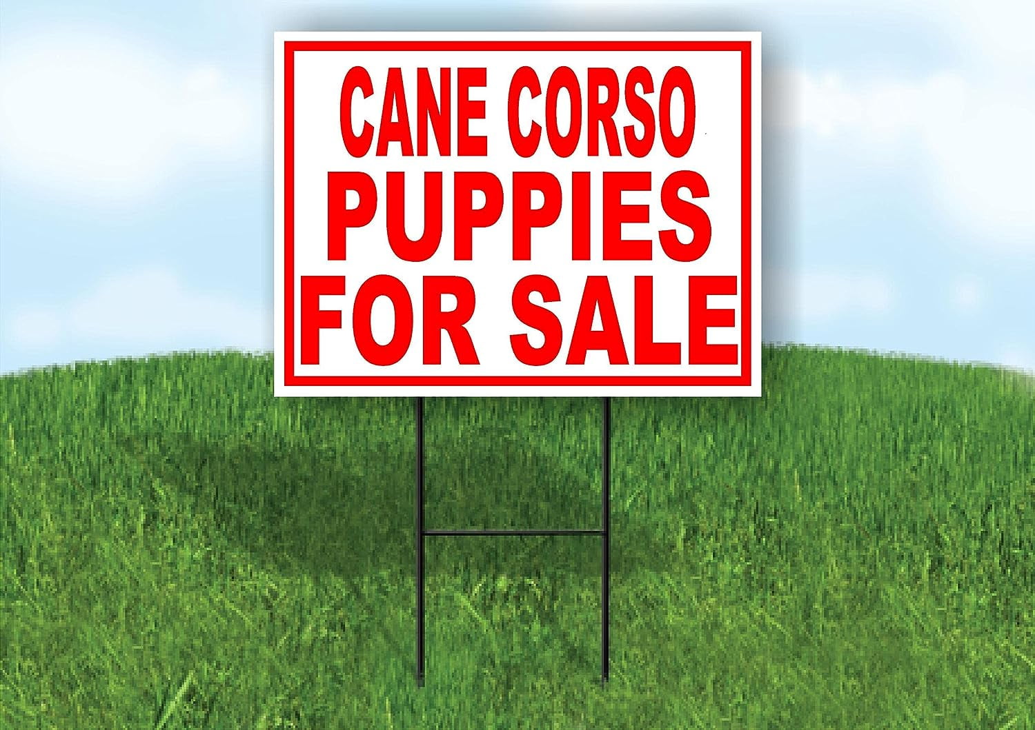Work House Signs Double Sided Sign Cane Corso Puppies for Sale RED Yard Sign Road Sign with Stand