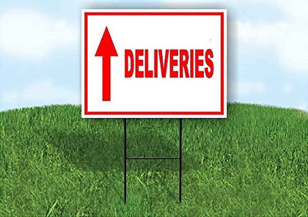 Work House Signs Double Sided Sign Deliveries Straight Arrow red Yard Sign Road Sign with Stand