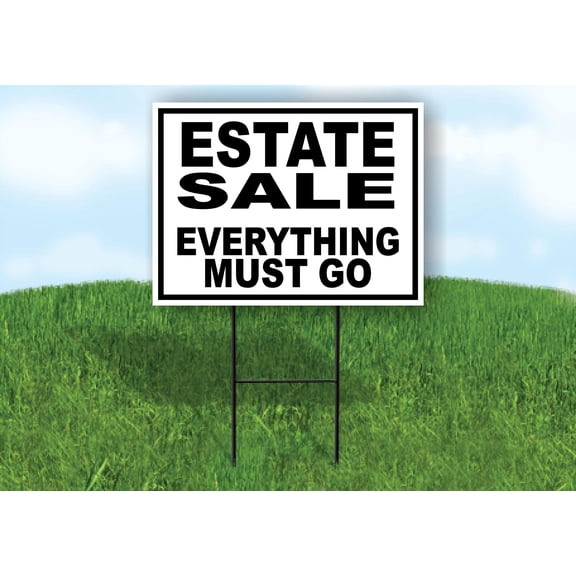 Work House Signs Double Sided Sign Estate Sale Everything Must GO Black Border Yard Sign Road Sign with Stand