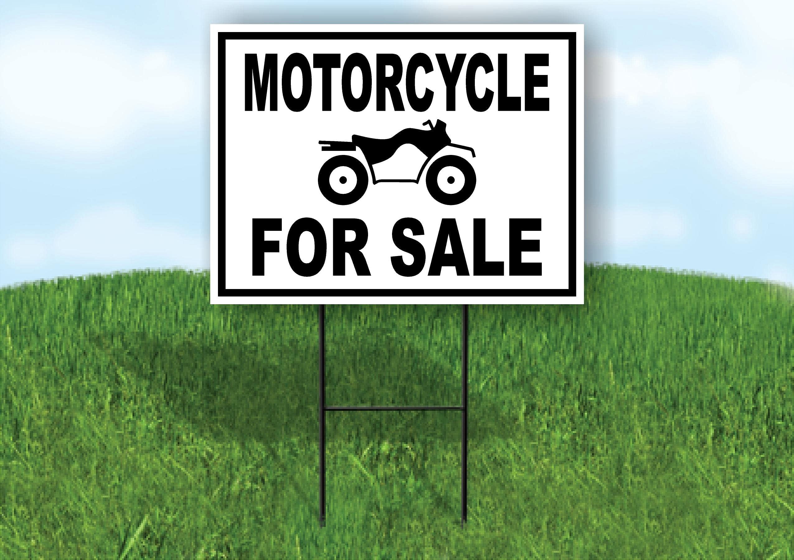 Work House Signs Double Sided Sign Motorcycle for Sale Black Border Yard Sign Road Sign with Stand