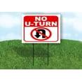 thumbnail image 1 of Work House Signs Double Sided Sign NO U Turn Yard Sign Road Sign with Stand, 1 of 1