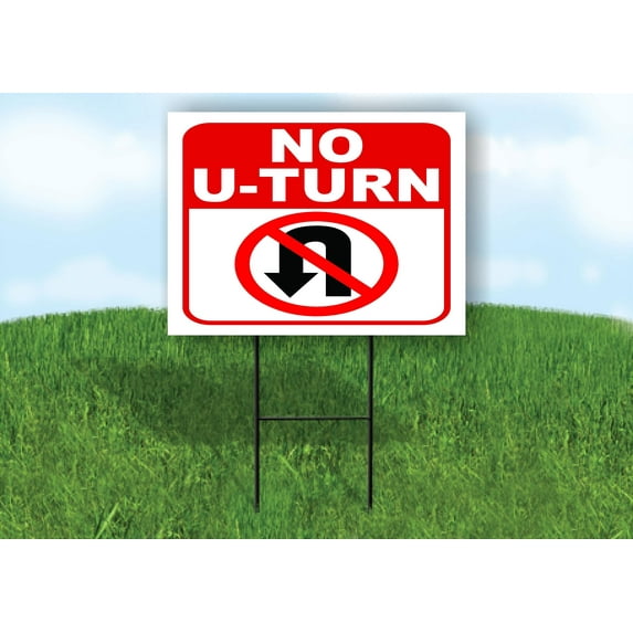 Work House Signs Double Sided Sign NO U Turn Yard Sign Road Sign with Stand