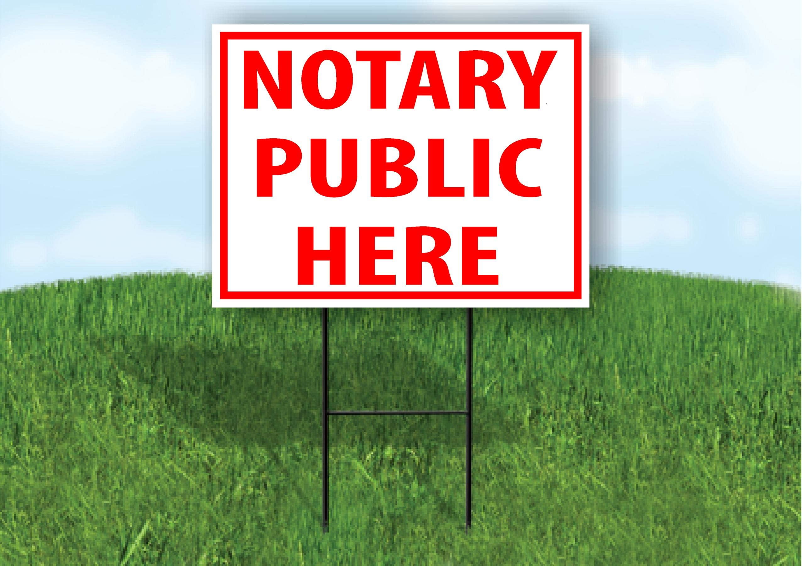 Work House Signs Double Sided Sign Notary Public HERE Service RED Yard Sign Road Sign with Stand