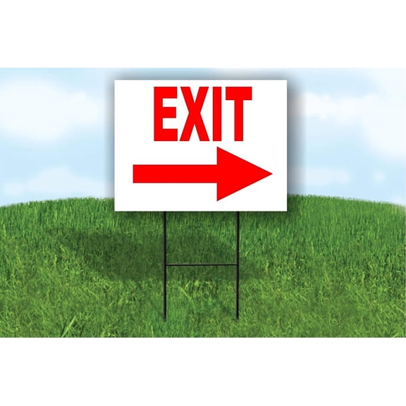 Work House Signs EXIT Right Arrow RED Yard Sign Road Sign with Stand