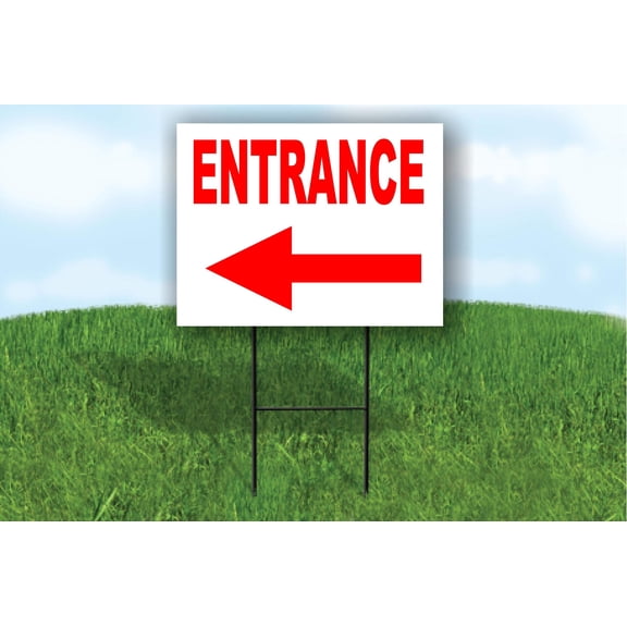 Work House Signs Entrance Left Arrow RED Yard Sign Road Sign with Stand