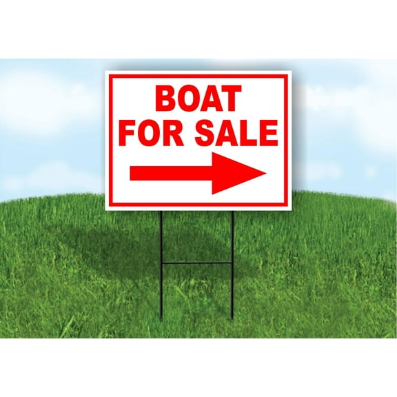 Work House Signs Single Sided Sign Boat for Sale Right Arrow red Yard Sign Road Sign with Stand