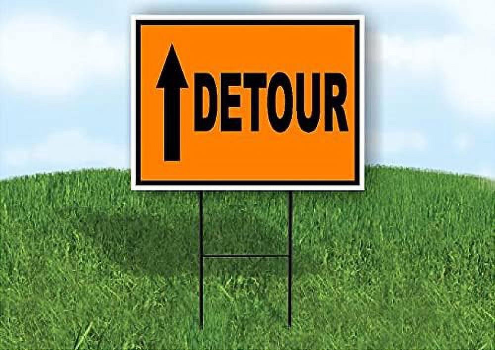 Work House Signs Single Sided Sign Detour Straight Arrow Orange Black ...