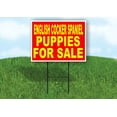 thumbnail image 1 of Work House Signs Single Sided Sign English Cocker Spaniel Puppies for Sale Yellow RED Background Yard Sign Road Sign with Stand, 1 of 1