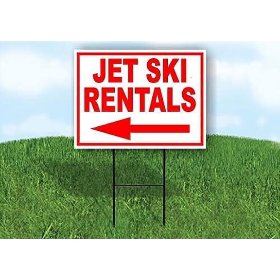 Work House Signs Single Sided Sign Jet SKI Left Arrow Rentals RED Yard Sign Road Sign with Stand