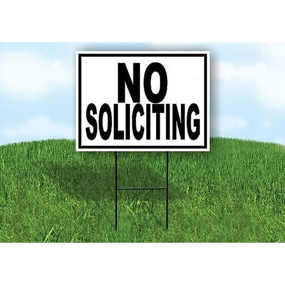 Work House Signs Single Sided Sign NO Soliciting Black Border Yard Sign Road Sign with Stand