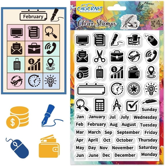 Work Icons Planning Time Clear Stamp Transparent Handicraft Stamps