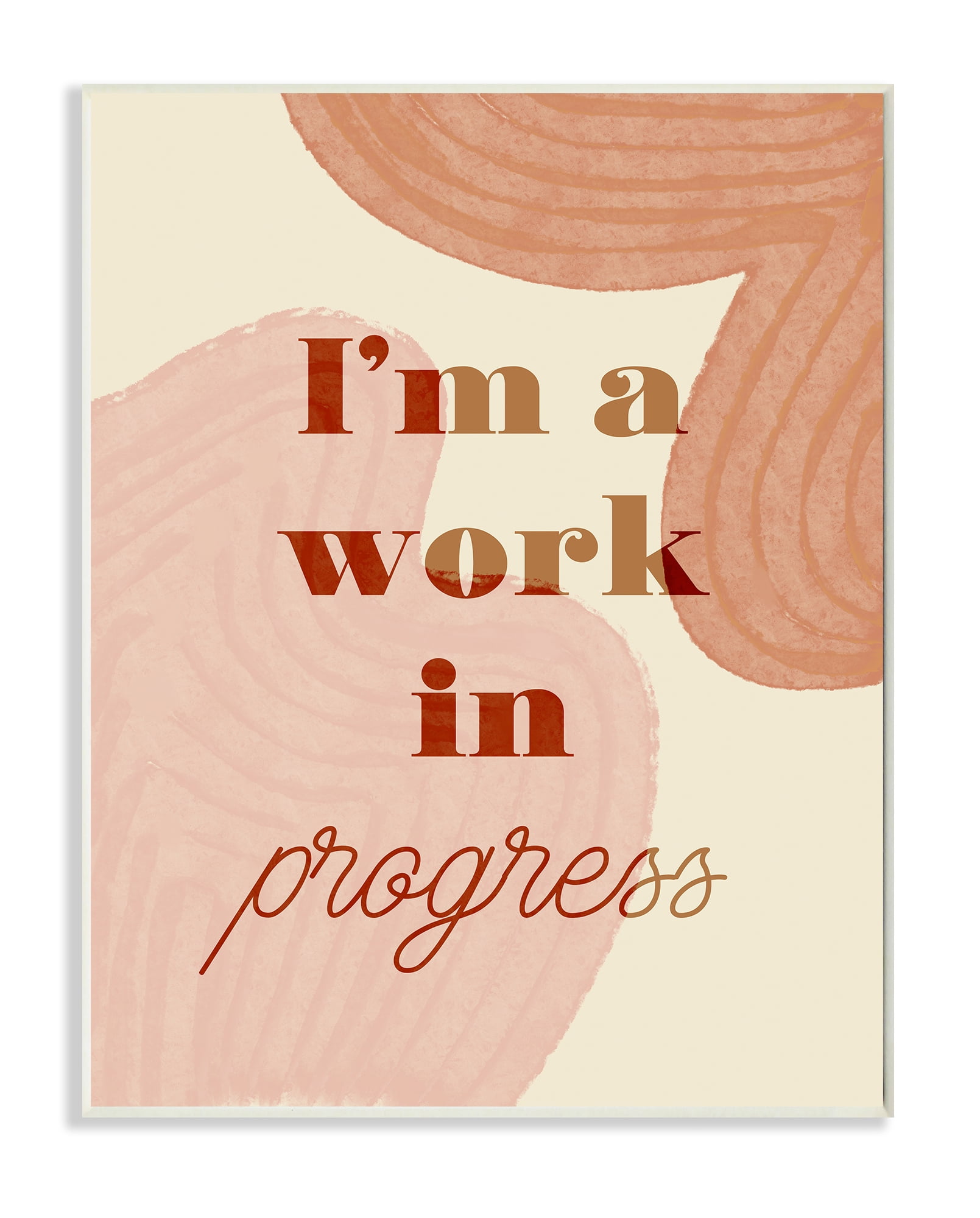 Stupell Industries Work In Progress Phrase Abstract Warm Shapes Wall Plaque, 13 x 19, Design by Daphne Polselli