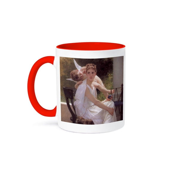 3dRose, Work Interrupted Angel - Vintage Bouguereau, 15oz Two-Tone Red Mug