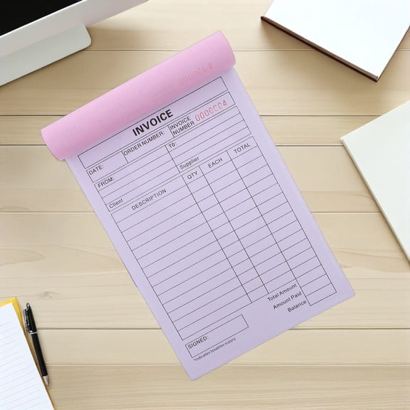 Work Invoice Receipt Book for Retail and Office Use with Automatic Duplication White