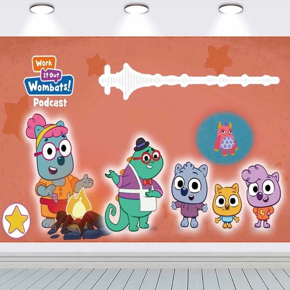 Work It Out Wombats! Backdrop Banner Party Supplies Poster Movie Theme Background for Photography Birthday Decorations