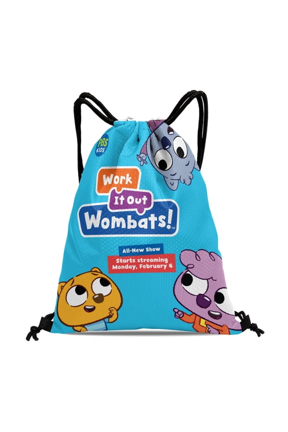 Work It Out Wombats! Drawstring Backpack Bag Party Favors Goodies Merch Gym Waterproof Swimming Beach Fans