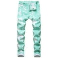 thumbnail image 1 of Work Jeans for Men Men's Fashion Oversized Ripped Slim Jeans Pants Breathable Denim Trousers Jeans Green 30, 1 of 4