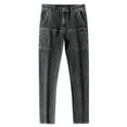 thumbnail image 1 of Jeans for Men Mens Spring Summer Casual Elastic Waist Solid Color Jeans with Pocket Denim Pants Cargo Jeans Black 28, 1 of 7