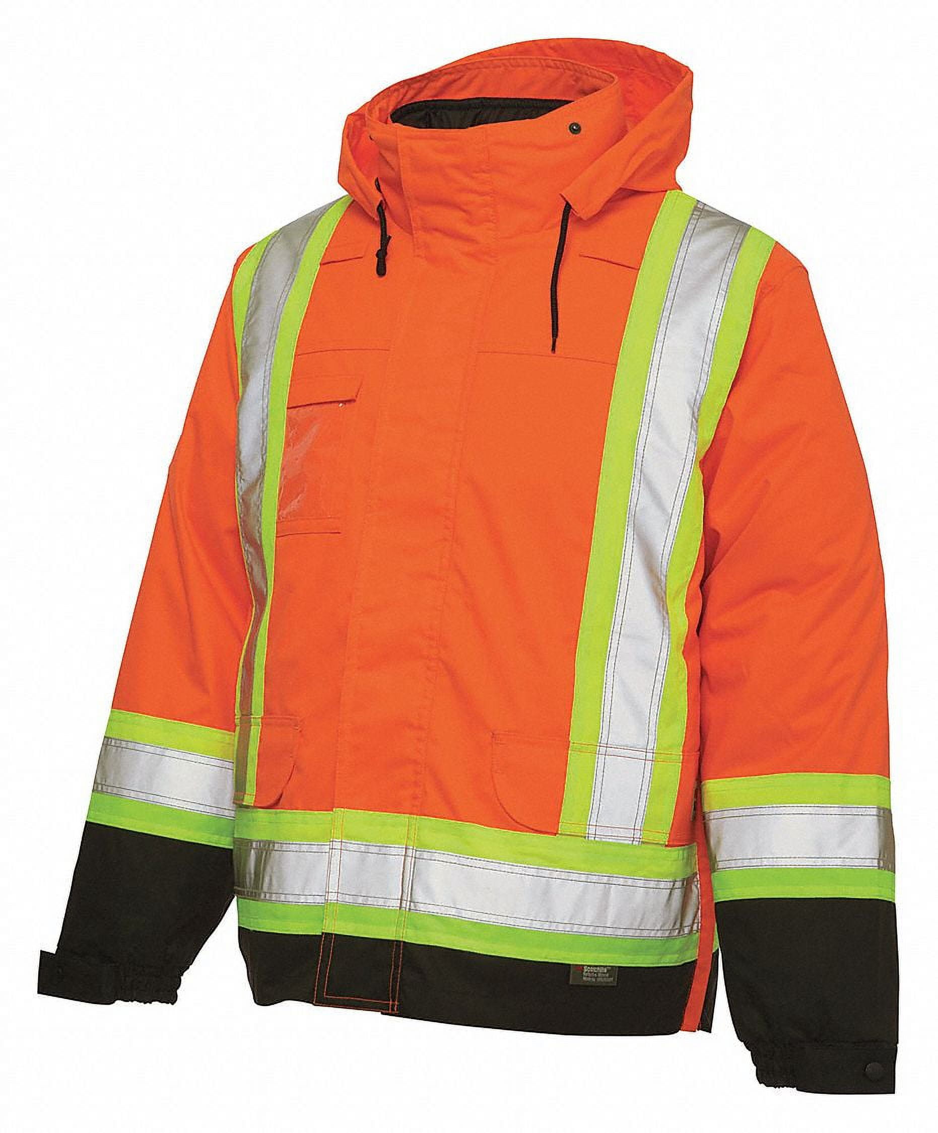 Work King 5-in-1 Hi-Vis Class Safety Jacket, Fleece Lined, All Seasons  Mens, Fluorescent Orange, XL