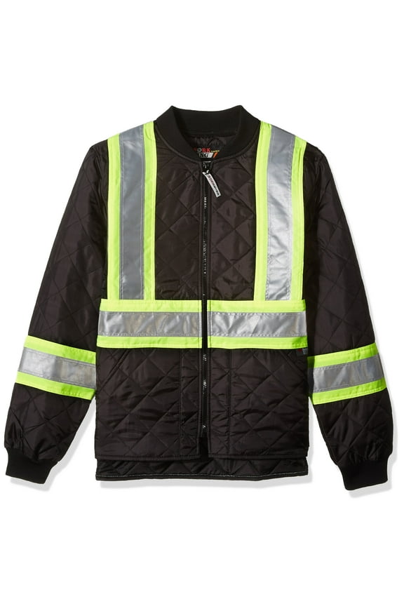 Safety Men's Hi Vis Quilted Safety Jacket, Black, 2XL CA2