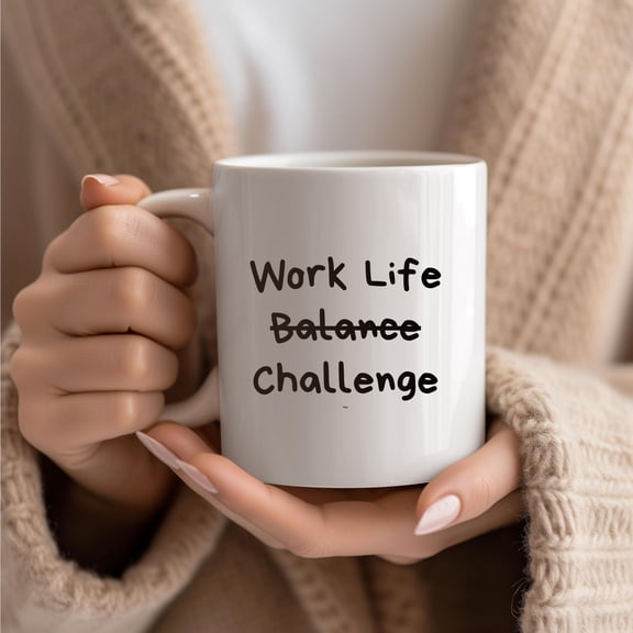 Work-Life Balance Funny Mug Office Coffee Cup, Home-Office Gift for Colleagues & Friends