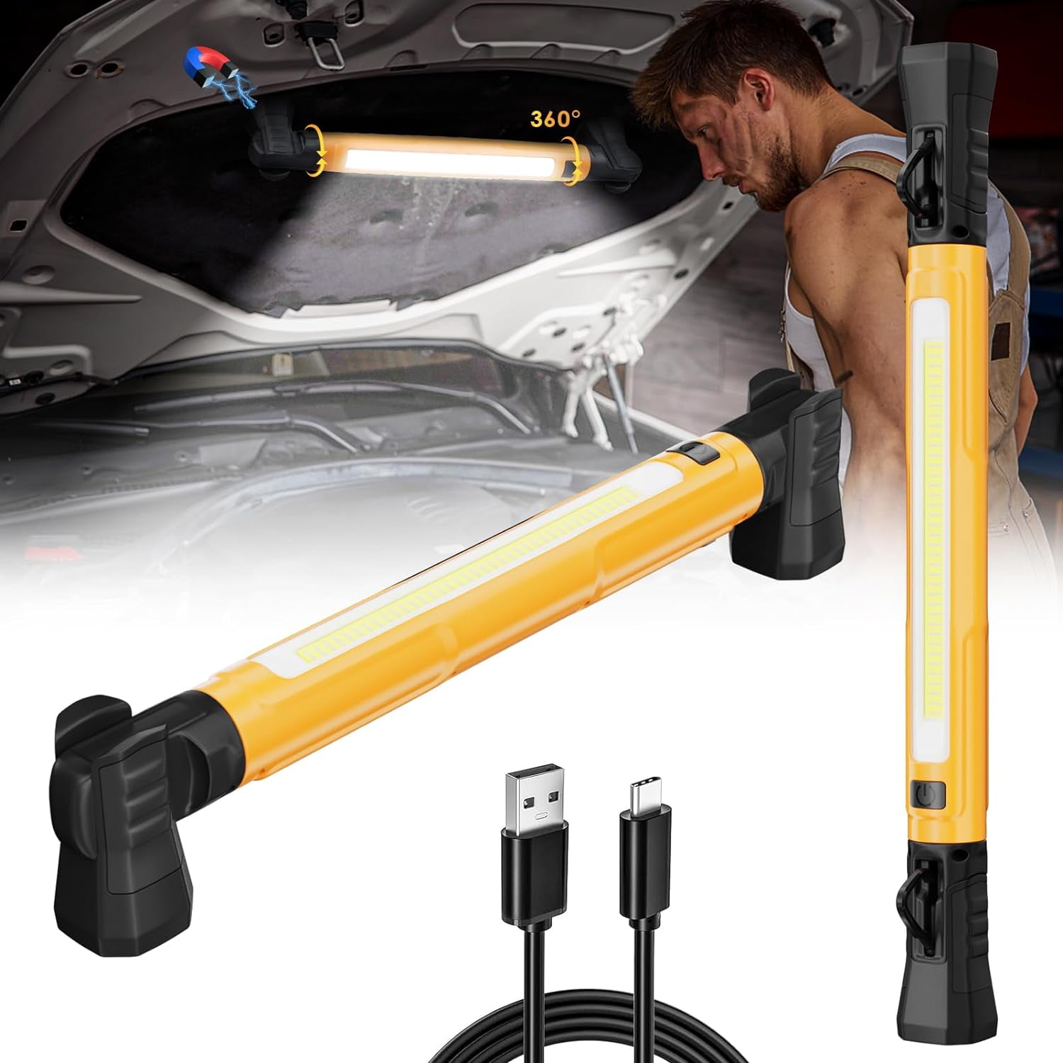 MEIHUA Work Light, Rechargeable Magnetic Underhood Work Light With