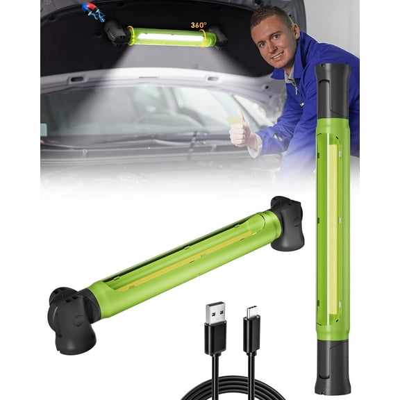 Work Light,3000LM LED Work Lights, Rechargeable Underhood Work Light with Hooks & Rotating Magnetic Base, Cordless Battery Powered Mechanic Light for Car Repairing Inspection Workshop Emergency