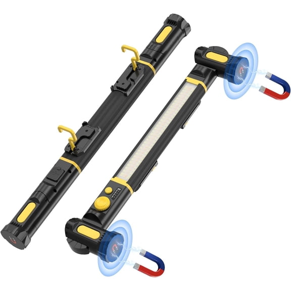 Work Light, 5200mAh Rechargeable LED Work Light Bar, 3000 Lumens Bright Under- Mechanic Light for  Repairing/Inspection/Garage/Workshop/ (1 Pack, Black-Yellow)