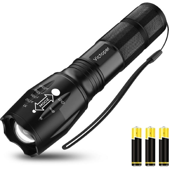 Work Light, Bright Tactical Flashlights High Lumens with 5 Modes, Waterproof Focus Zoomable Flash Light, Portable Flashlight for Job Site Lighting, Camping, Hiking, Outdoor, Home