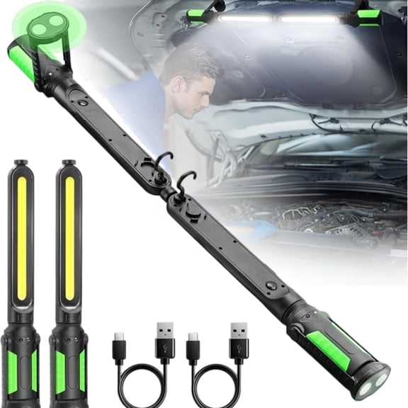 Work Light for Mechanic, 2400LM LED, 4400mAh Rechargeable, Magnet Underhood Work Light with Hooks for Car Repairing/Inspection/Garage/Workshop/Emergency