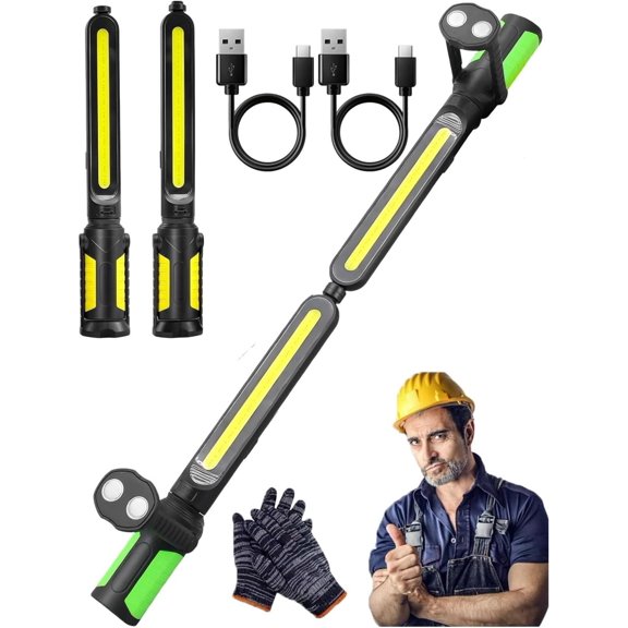 Work Light for Mechanic, 2400LM LED, 4400mAh Rechargeable, Magnetic, Underhood Work Light with Hooks for Car Repairing/Inspection/Garage/Workshop/Emergency