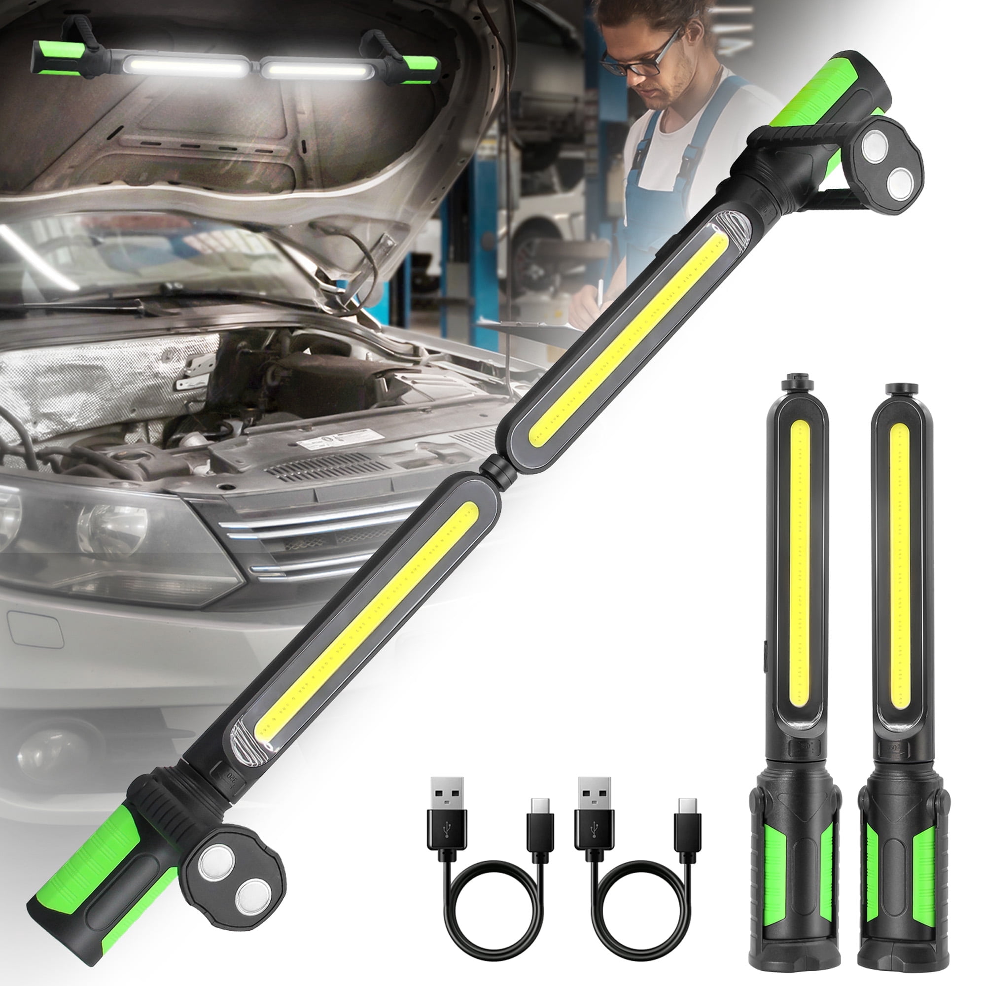 SideKing 2400LM Rechargeable Underhood Work Light – Magnetic LED Work Lights, Portable Mechanic Light Bar, Cordless Jobsite Light for Garage, Workshop, Car Repair, Emergency