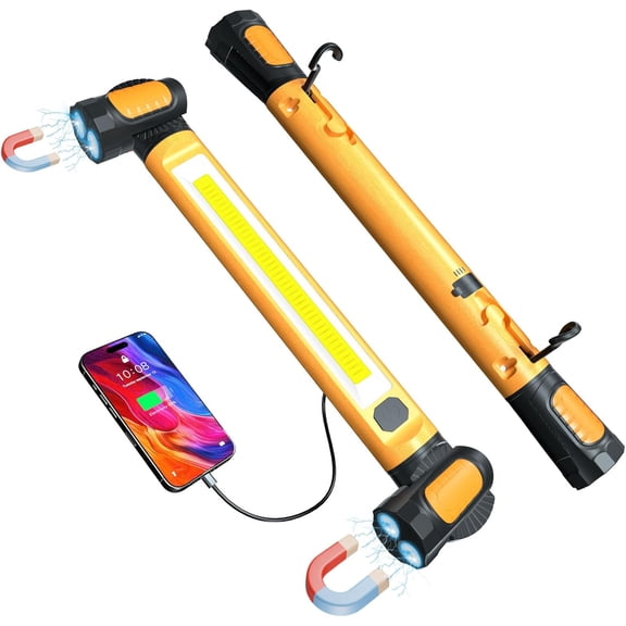 Work Light for Mechanic,3200LM Work Lights,5400mAh Light bar,Portable Automotive Tools Underhood Light with Hooks for Garage Workshop ,Gifts for Him, Yellow