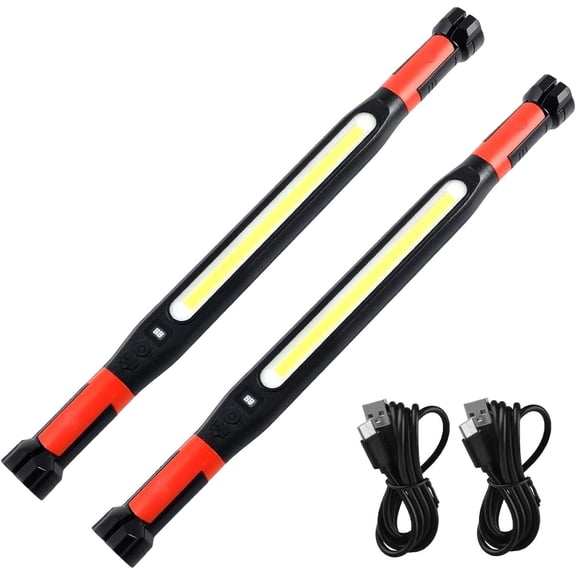 Work Light for Mechanic, Magnetic Work Light Rechargeable LED Under Hood Works Light Bar, Underhood Works Light with Hooks for Car Repairing/Inspection/Garage/Workshop/Emergency (2)