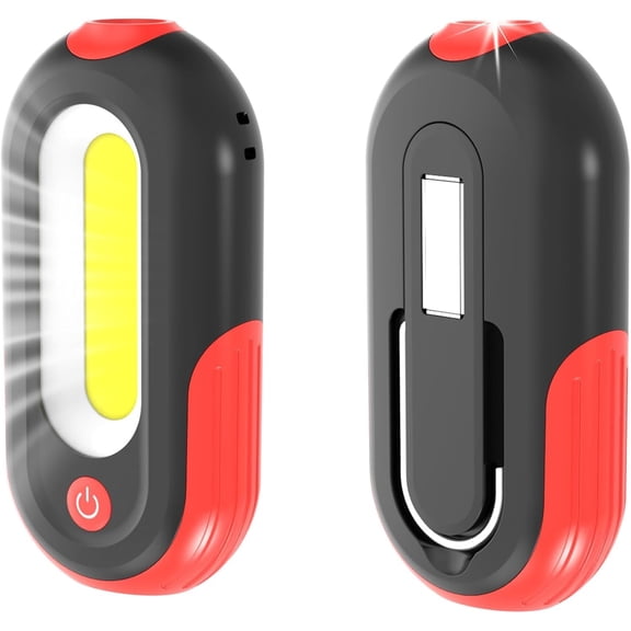 Work Light Rechargeable, 400LM Mini LED Work Light with COB Light Source, 5 Modes, USB-C Portable Flashlight with & Hook for Repair, Garage, Camping, (2 Pack)