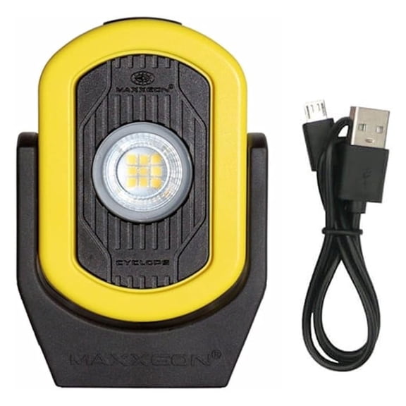 Work Light Rechargeable, Workstar 812 Cyclops LED Work Lamp - 6ft Drop Tested, IP64 Water Resistant, 3 Hour Runtime, Portable Handheld Flashlight - Yellow
