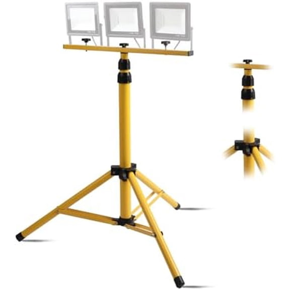 Work Light Tripod Stand,Heavy Duty Adjustable Telescopic Tripod with Twin Work Lights, Portable Iron Construction for Factory Warehouse Workshop Job Site Construction Lighting$$Tools & Hardware Other