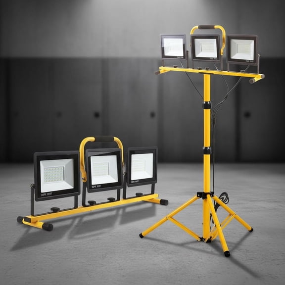 Work Lights with Stand, Portable LED Work Light, with Adjustable&Foldable Tripod Stand, IP66 Waterproof Lamp for Outdoor Indoor Job Site Workshop Garage Construction Site Lighting