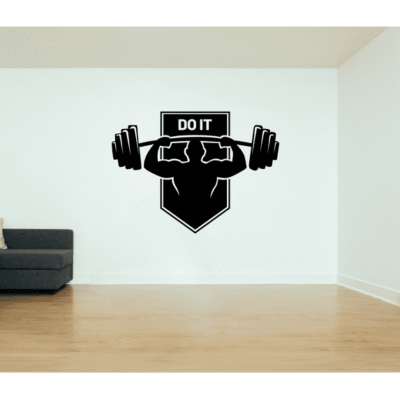 Do It - Work Out Motivation Quote Inspiration Work Out Equipment Cute Silhouette Quotes Vinyl Wall Art Wall Sticker Wall Decal Home Gym Exercise Area Wall Décoration Design Wall Décor Size(18x20 inch)