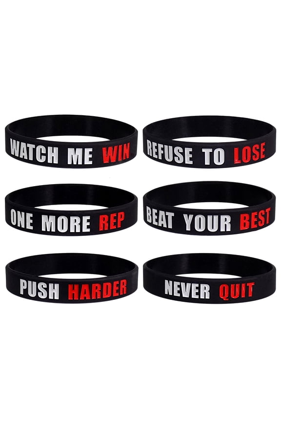 Work Out 6 Pack Inspirational Motivational Wristbands for Athletes