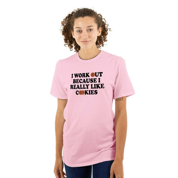 Work Out Because Really Like Cookies Women's Plus Size Graphic Tee Brisco Brands 3X