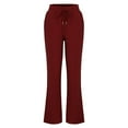 thumbnail image 1 of Work Pants New Women's Casual Cotton Linen Pants Summer Loose Fitting Elastic Waist Straight Leg Comfy Solid Color Casual Long Trouser Gym Pants Women Red S New, 1 of 9