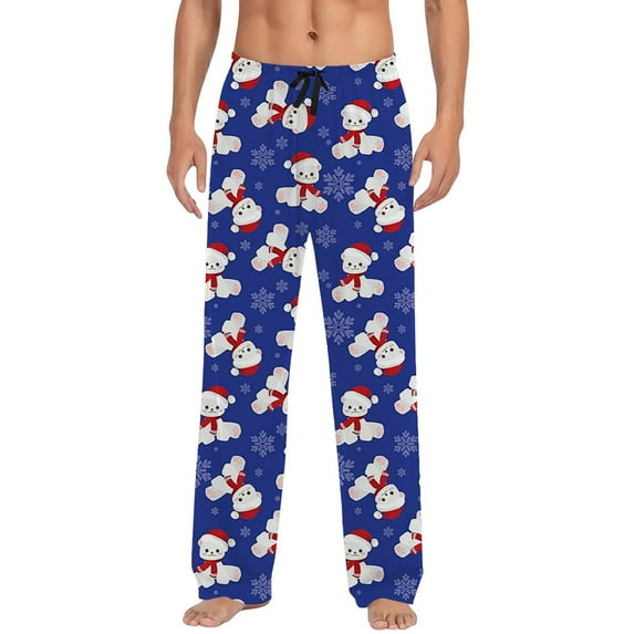 Work Pants For Men Christmas Snowman Graphic Casual Drawstring And Pockets Y2K Jeans For Mens,Blue,L