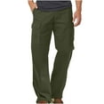 thumbnail image 1 of Work Pants For Men Outdoor Hiking Straight Tube Wide Leg Mens Jeans Regular Fit,Green,3XL, 1 of 5
