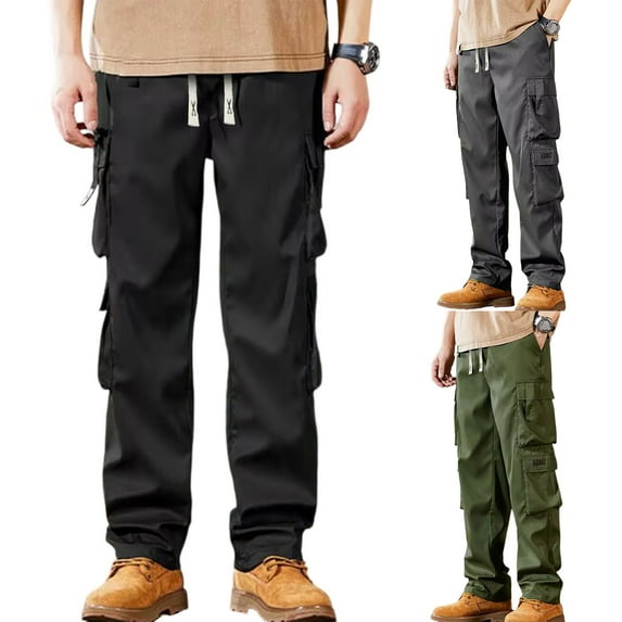 Work Pants For Men Retro Trend Versatile Plus Size Loose Straight Leg Casual Pants for Construction, Outdoor and Workwear,Dark Gray,2XL