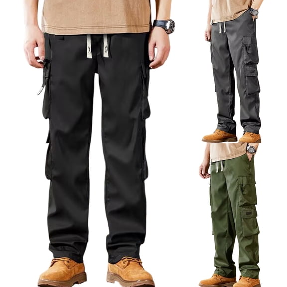 Work Pants For Men Retro Trend Versatile Plus Size Loose Straight Leg Casual Pants for Construction, Outdoor and Workwear,Dark Gray,M