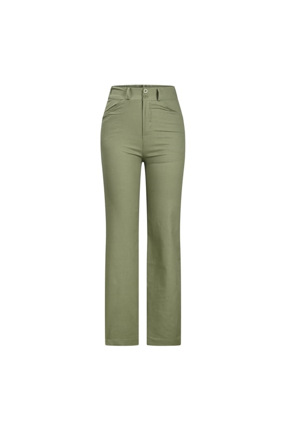 Work Pants For WomenHotWomen's Fashion Casual Solid Color Split Mid Waist Loose No Belt Elasticity Wide Leg Long Pants