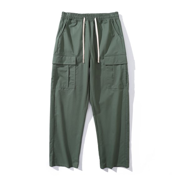 Work Pants Mens Casual Fashion Solid Multiple Pockets Pants Drawstring Elastic Waist Pants Work Pants for Men Cargo Green XL